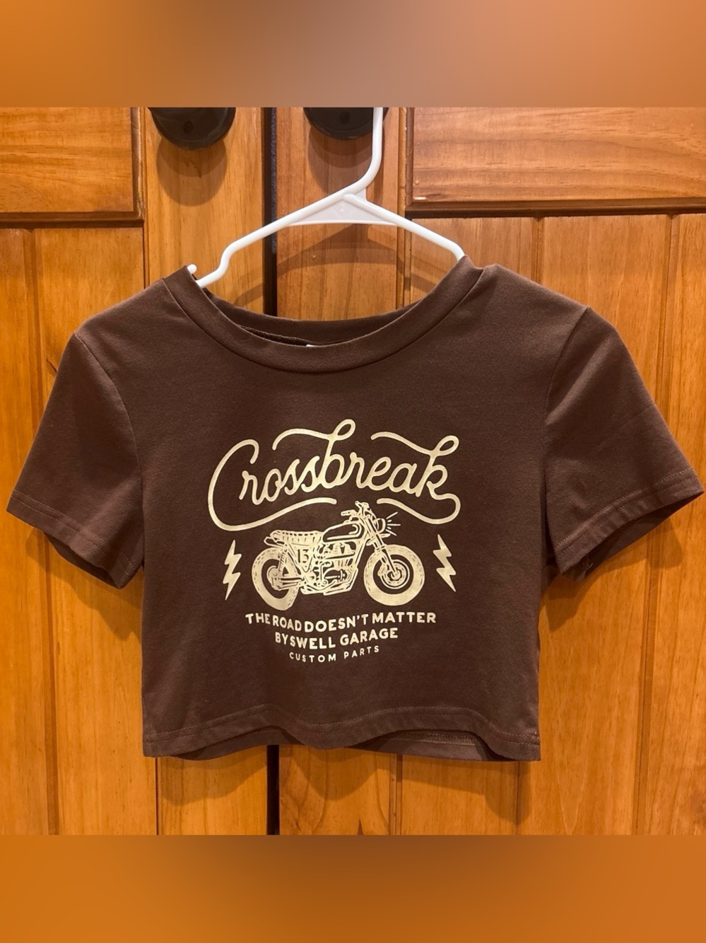 Crossbreak Brown Graphic Crop Tee